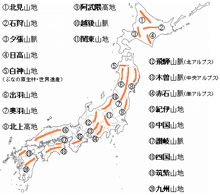 社会 地理 日本の地形